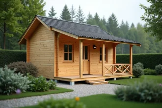 Petit chalet en bois de 20m2 habitable installé dans un jardin semi-rural sans permis de construire