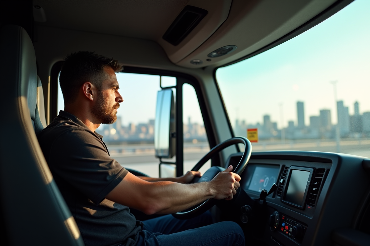 Conducteur dans la cabine d