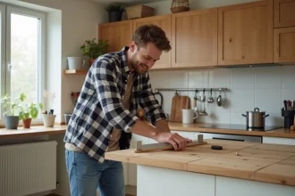 Pied de table haute adapté à une cuisine moderne