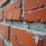 Vue rapprochée d'un mur en construction avec barriere d'etancheite